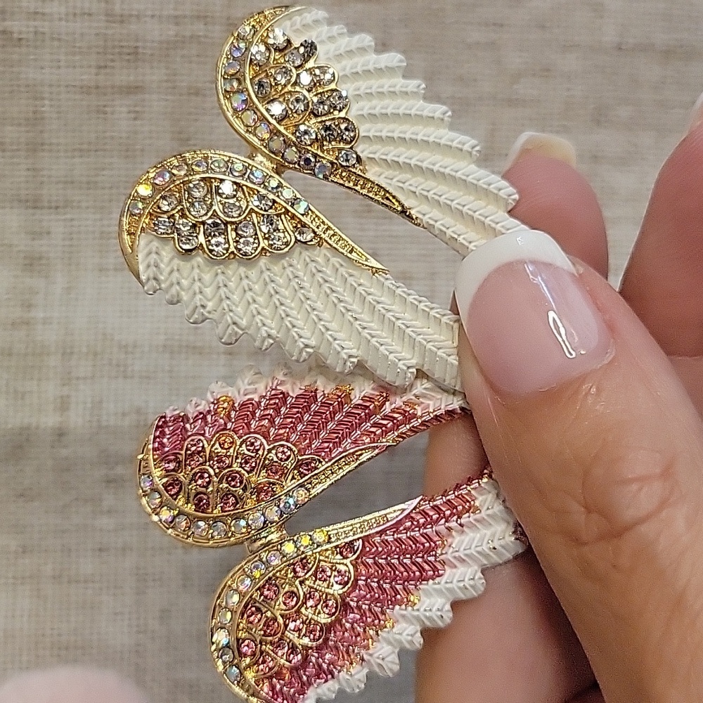ANGEL WINGS BROOCH WITH IRRIDESCENT RHINESTONES, Choice Of Color